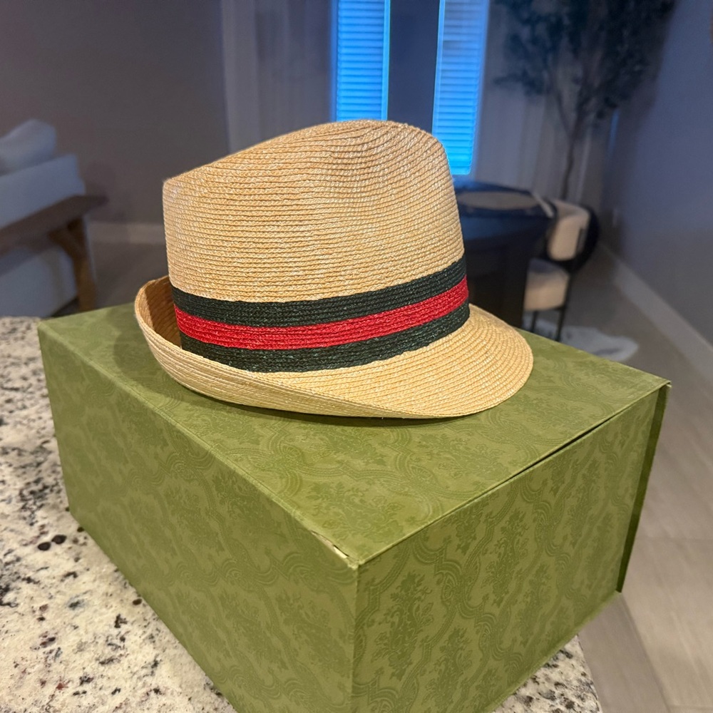Gucci Tan and Red Fedora Hat
